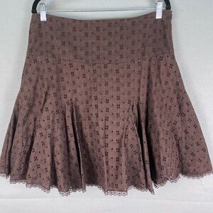 Vintage 90s y2k Brown Cotton Youth Mini Skirt Brown Flair Size 11 Bratz Girl